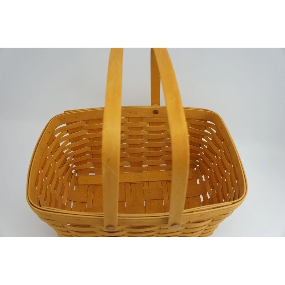 Longaberger Basket 2002 Handwoven Rectangular Dual Swing Handles Excellent